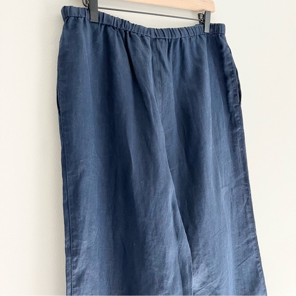 NWT Jones New York Linen Women’s Drawstring Waist Pants Navy Blue Size 10 - Picture 4 of 8